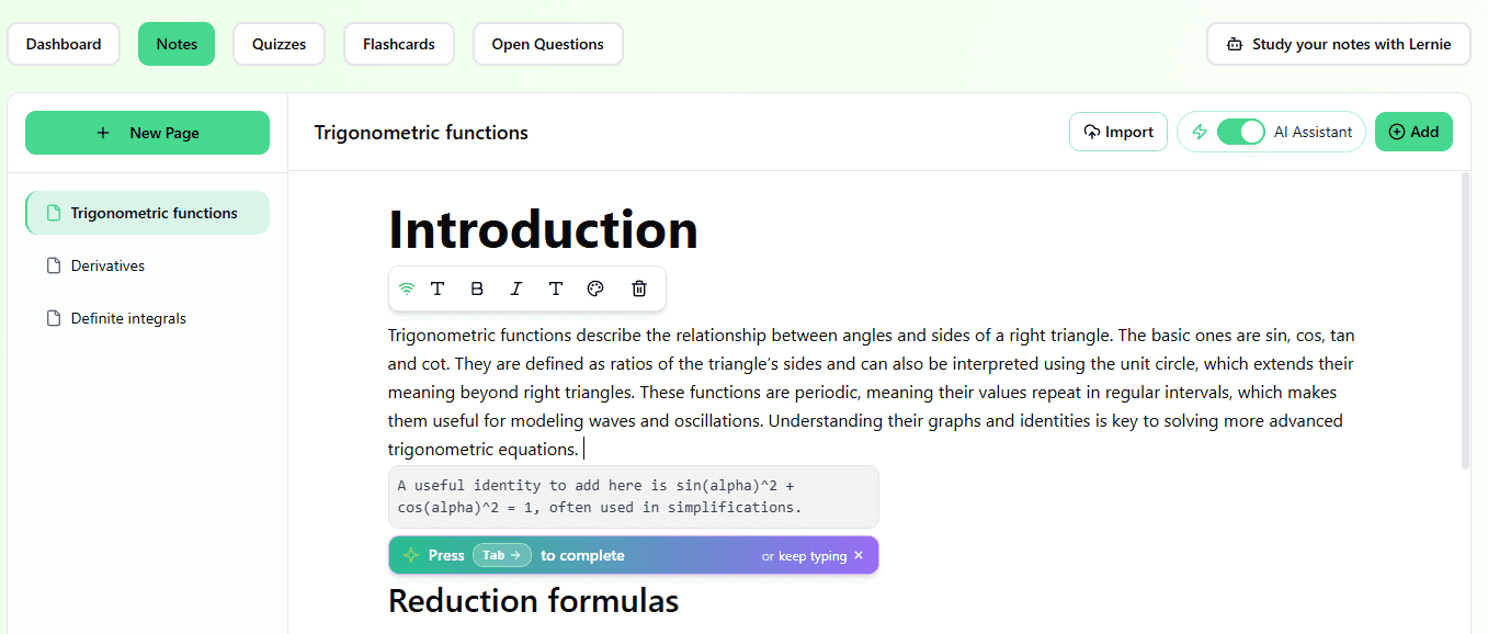AI note completion w edytorze Groupnote